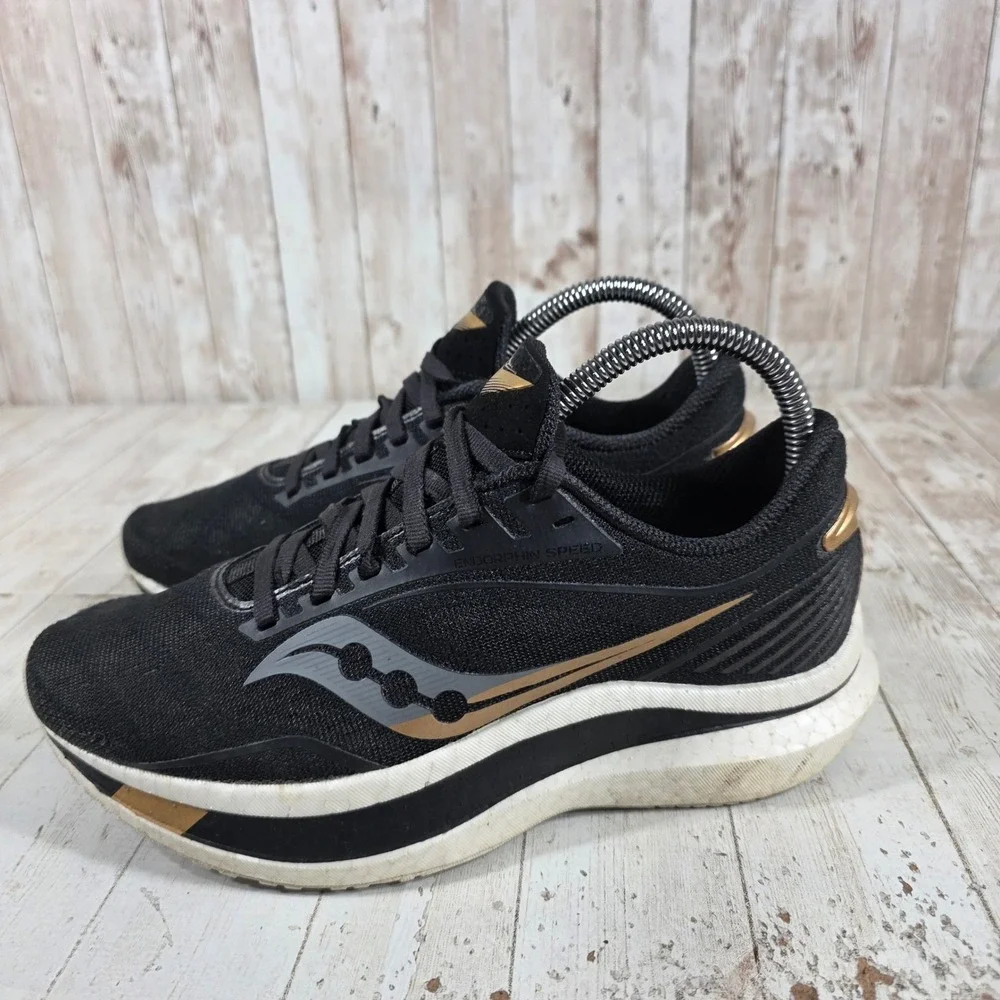 Saucony Endorphin Speed Womens Running Shoes Black Gold S10597-40 Size 7